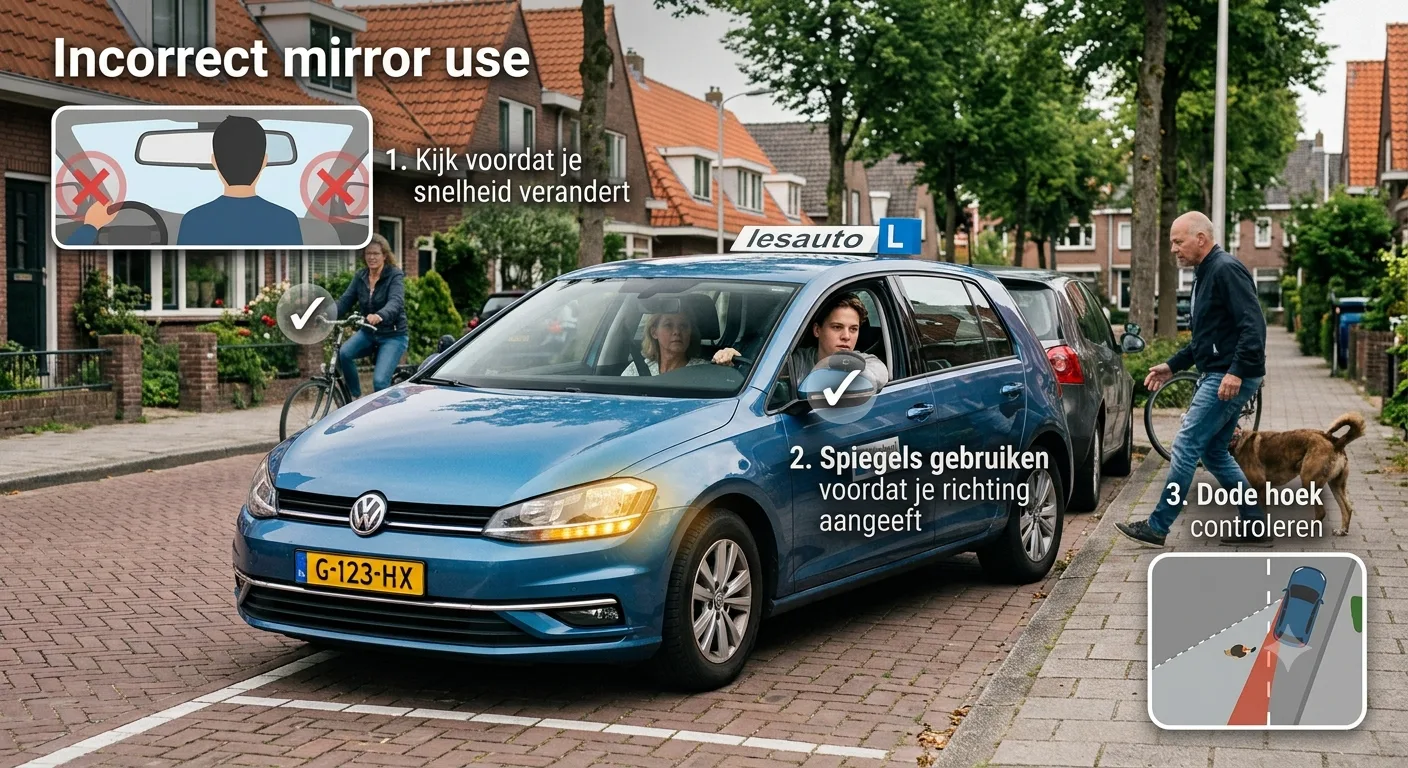 Correct spiegelgebruik tijdens rijles voor het rijexamen